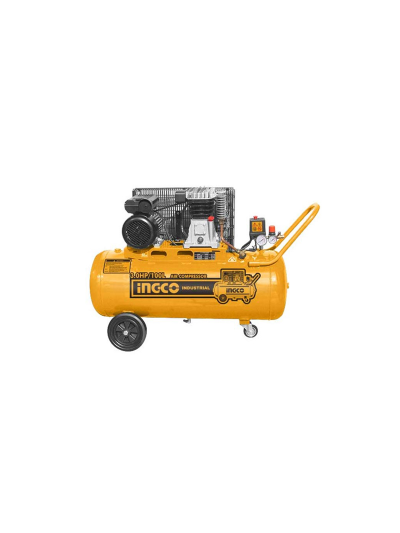 Ingco Air Compressor 2.2kW/3HP 100L with Copper Wire Induction Motor, Belt Driving System AC301008-8/AC1301008