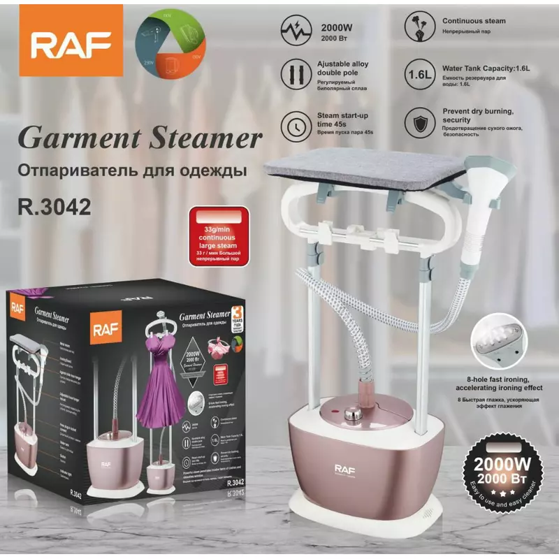 RAF Garment Steamer 2000W Easy to Clean, Continous Steam, High Quality Plastic R.3042 - Image 2