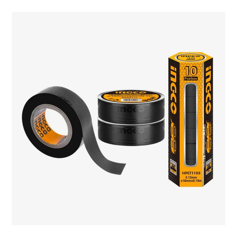Ingco PVC Insulating Tape Fire Resistant 9.15m Black HPET1103 - Image 2
