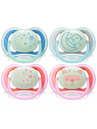 Philips Avent Soother Night Time 2's 6-18M + Pacifier 376/20