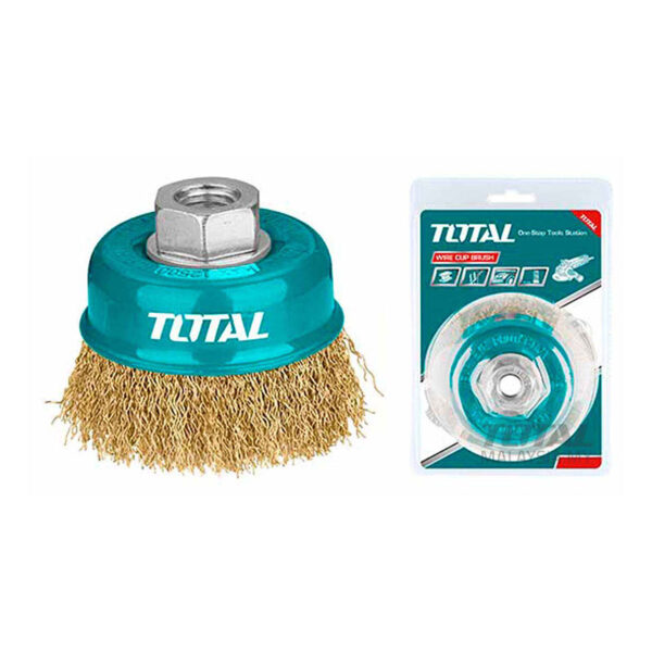 Total Wire Cup Brush with Nut 100mm Soft Golden TAC31041 - Image 2