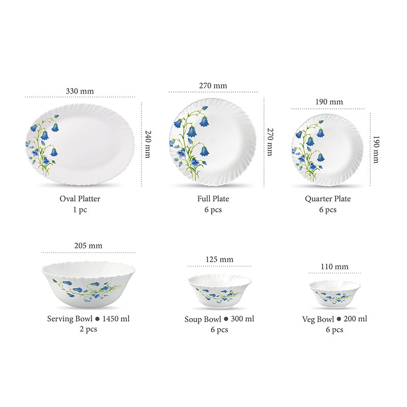La Opala Dinner Set Blue Bells Classique 20 Pieces LB020 - Image 4