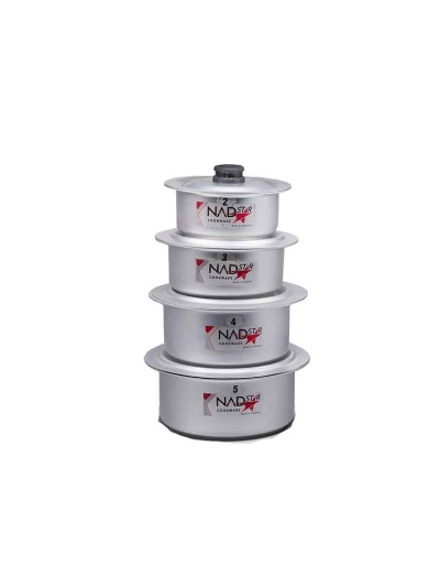 Nadstar Cookware Set 4Pcs Set With Lid Salvano Anodized Smooth Wooden Handle 2L 4L 5L 7.5L 1x4