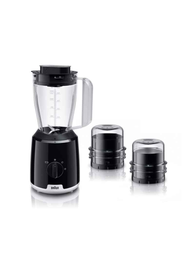 Braun Blender 2L 600w PowerBlend1 With 2 Grinder Triangular Plastic BPA Free Jug, 2 Speed, Ice Crushing Function, JB101AI-JB1023 Black