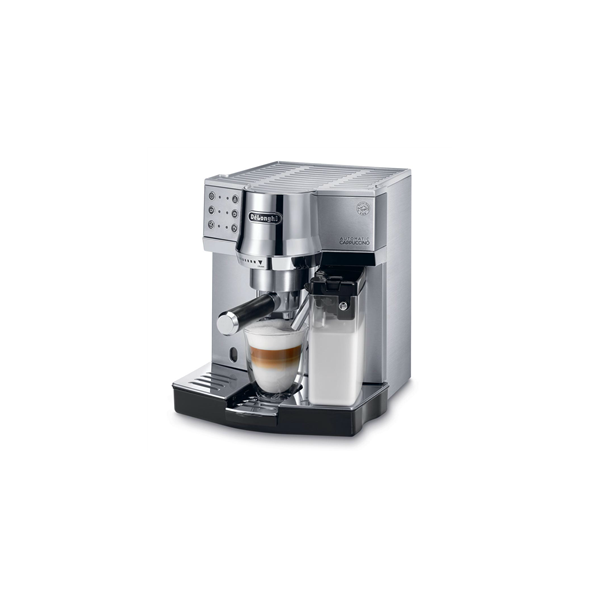 De'Longhi Expresso Maker Pump Driven & Cappuccino Machine 1450W (Metallic) Latte Macchiato Hot Milk Removable Drip Tray EC850.M