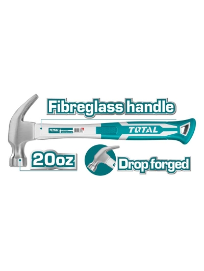 Total Claw Hammer 560g Fiberglass Handle THT73206