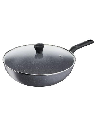 Tefal Natura Stone Wokpan 28cm Non Stick Thermo Signal 100% Safe Frying Pan Mineralia Healthy Cooking B2269295