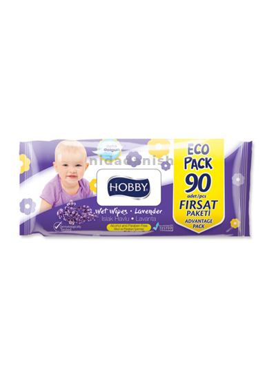 Hobby Wet Wipes With Cap Lavender 90pcs (Pack of 3)