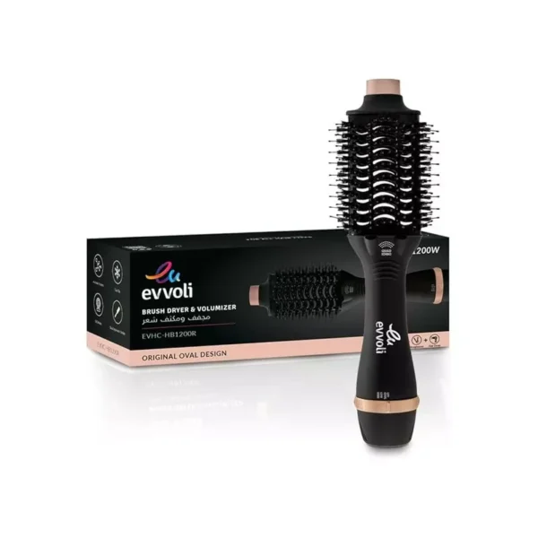 Evvoli Brush Dryer & Volumizer 3in1 1200W Powerful DC Motor, Fast Drying Hair Dryer with 4X Ionic Feature and Cool Tip EVHC-HB1200R - Image 5