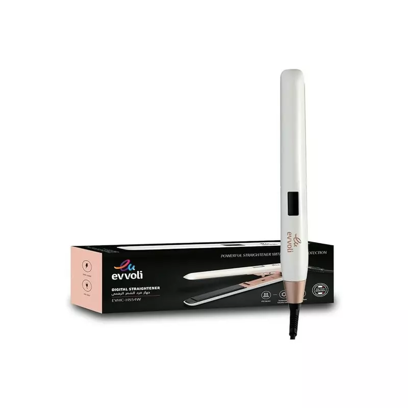 Evvoli Digital Straightener Tourmaline on Ceramic Coating, PTC Heater EVHC-HS54W - Image 3