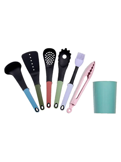 Decakila Kitchen Set 7Pcs Cooking Utensil SetSilicone Kitchen Utensilfor Nonstick Cookware Non Toxic Heat Resistant BPA Free KMTT046B