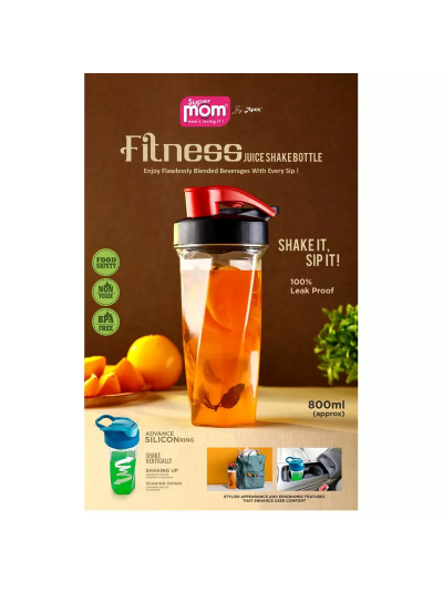 Supermom Fitness Juice Shake Bottle 800ml Plastic Material Leak Proof Lid Bpa Free 573508