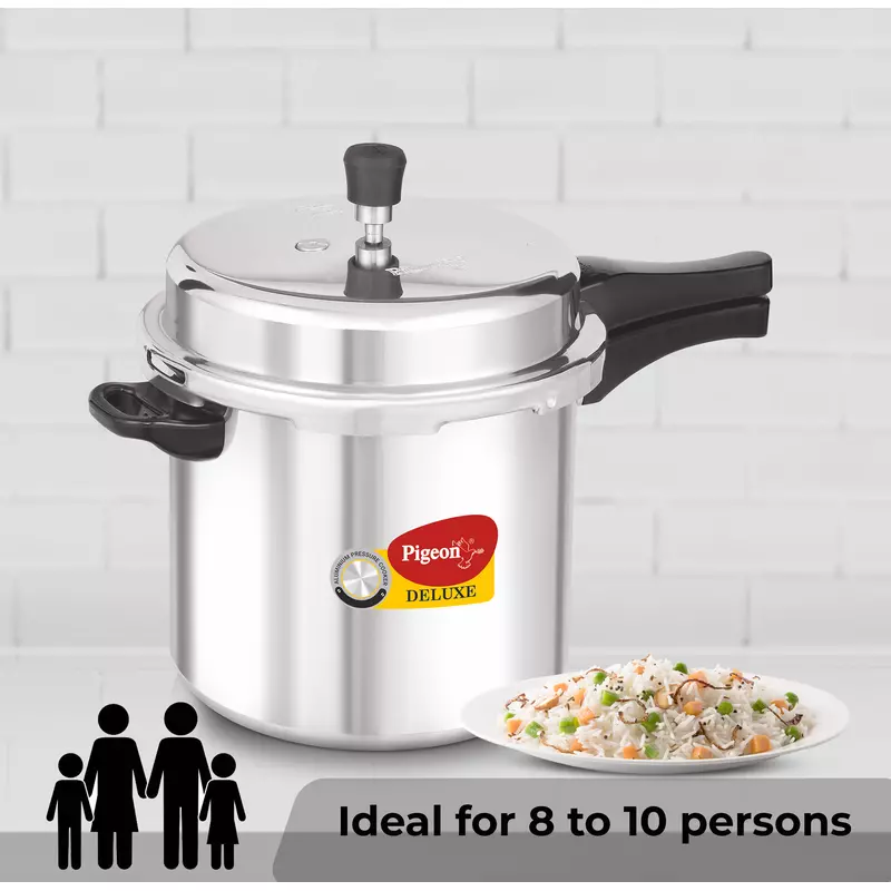 Pigeon Pressure Cooker 10L Deluxe Aluminium Outer Lid Gas Stove Compatible Ergonomically Designed Handle PP10 - Image 3