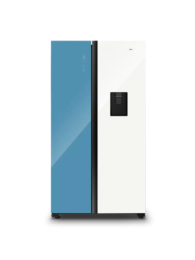 Hisense White And Khaki Glass Side By Side Fridge 508L H670SDK-WD