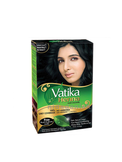 Vatika Henna Hair Color Hair Dye, Conditioner, Zero Ammonia Henna for Strong and Shiny Hair, Natural Black 6 Sachets