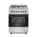 Hisense Cooker Free Standing 60 x 60cm 3 Gas Burners, 1 Electric Burner, Electric Oven, Glass Lid, Silver HF631GEES