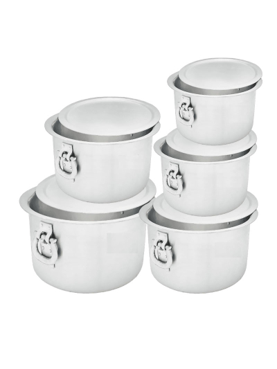 Nadstar Aluminium Sufuria 5pcs with Lid & Handle 125L 140L 155L 170L 190L Cookware Set Tope Cooking Pot for Commercial Use - Gauge 7 Kitchen Heavy Duty Tapela