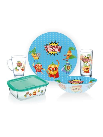 Luminarc Kids Glass Dinner Set Vitamin Power Junior 5pcs P7869