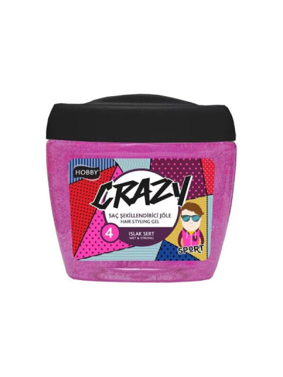 Hobby Hair Gel Crazy Styling Gel Wet & Strong 700ml, Aqua Gel for Men & Women, Professional Hairdressing, Fruity Scent, Alcohol Free (Pack of 6)