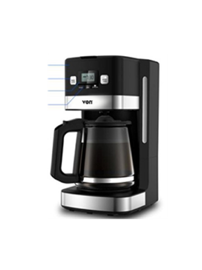 Von Drip Coffee Maker with Digital Control Panel, 1.8L Glass Jar Black VCMD-901DK