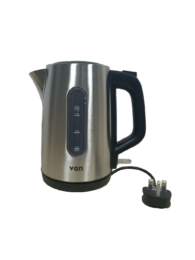 Von Cordless Kettle 1.7L 2200W with Boil Dry Protection Stainless Steel VKCL17SDX