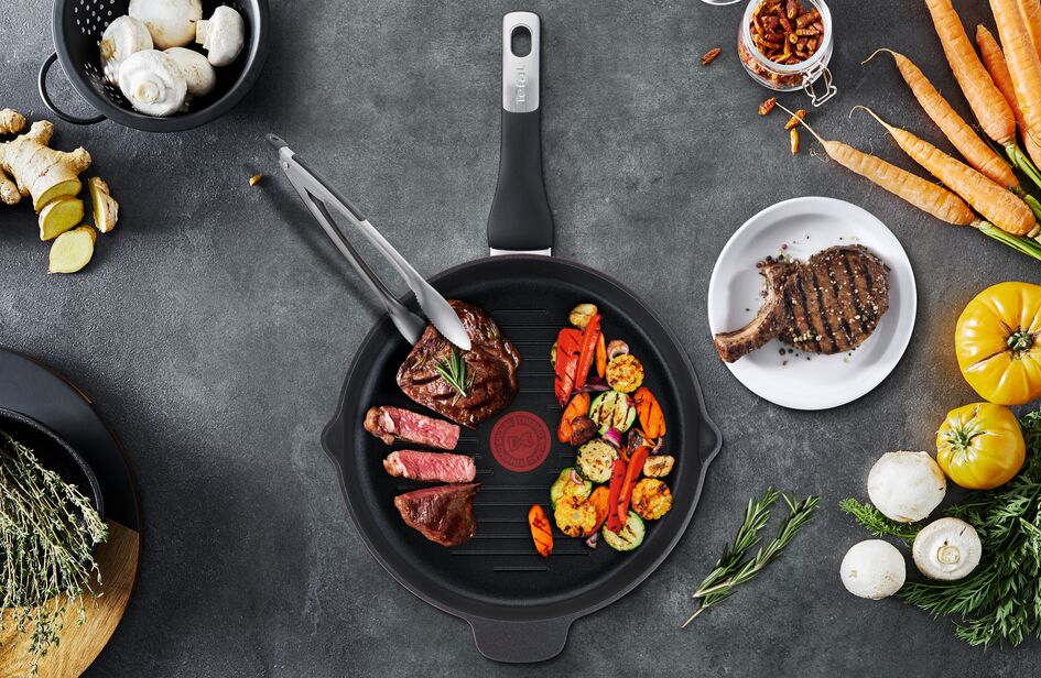 Tefal Unlimited Grill Pan 26x26CM Titanium Non Stick Anti Scratch Safe Non Stick G6 Unlimited Round Grillpan With Pouring Edge Frying Pan Black Cast Aluminum E2294074 - Image 15