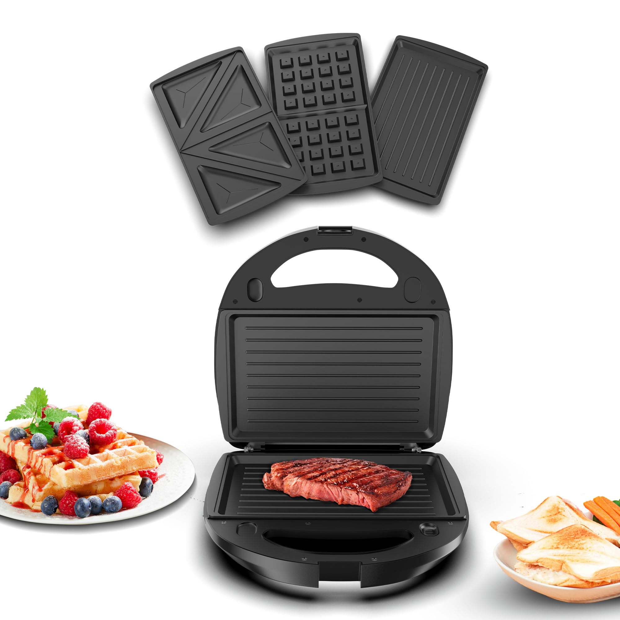 Nikai Sandwich Grill & Waffle Maker 750W 3 Detachable Plate Cool Touch Housing Pilot Light Indicator Cool Touch Housing NGT323D - Image 6