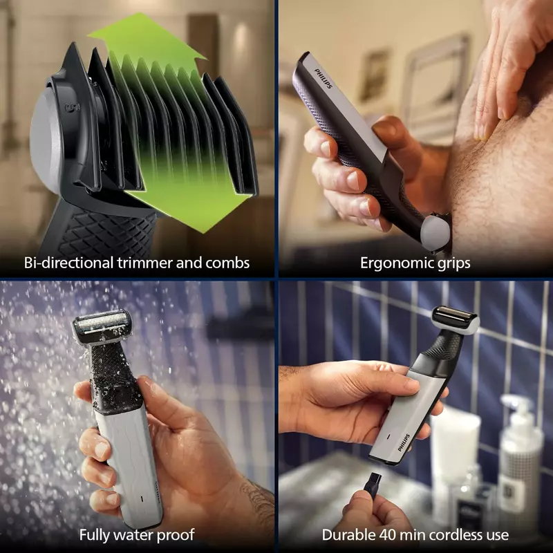 Philips Cordless Bodygroom & Intimate Areas Trimmer, Clinically Tested for Sensitive Skin, 40 min Runtime, Bi-directional Trimmer and 3mm Comb Series 3000 BG3007 - Image 7
