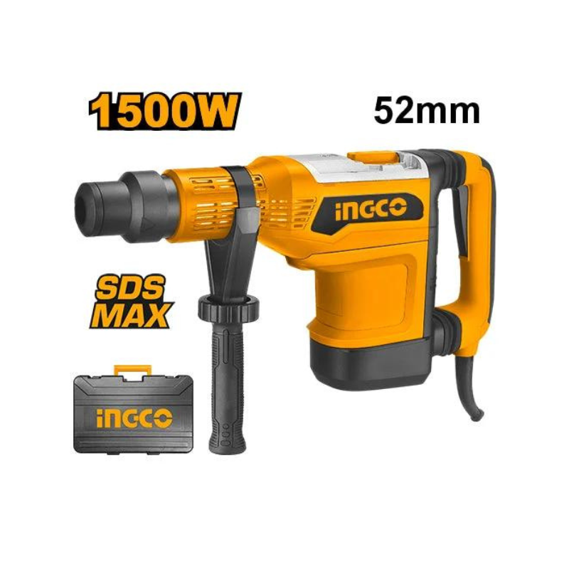 Ingco Rotary Hammer 1500W 52mm SDS MAX Chuck & Anti-Vibration System with Hammer Lock Function RH1500528 - Image 3