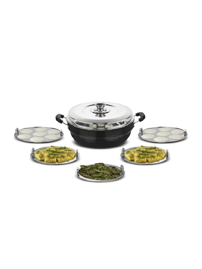 Orange All in One Multi Kadai with Idli, Dhokla & Patra Steamer Plates OHAC128
