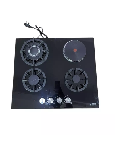 Digi Wave Hob 3 Gas And 1 Hotplate Burner with Auto Ignition 60x60x 8MM Tempered Glass DWGC 2001