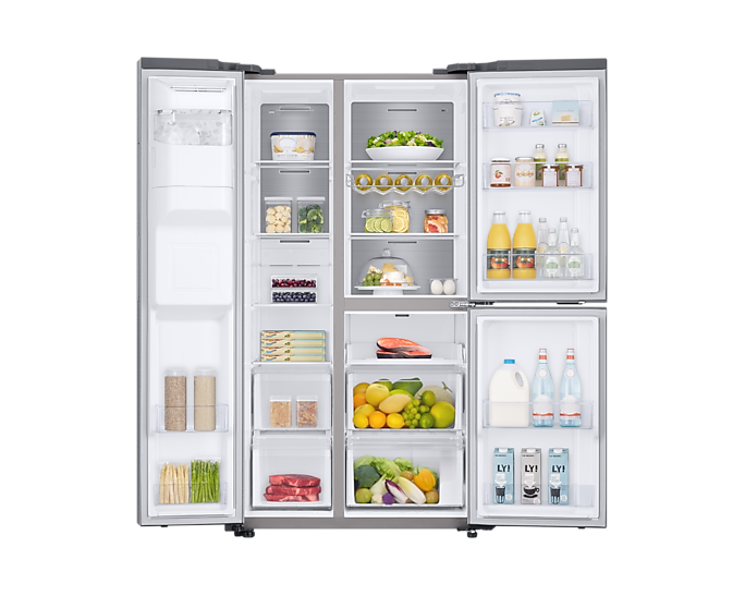 Samsung Refrigerator 602L with Sleek & Seamless Design, Side By Side, Digital Inverter, SpaceMax, FlexZone, Metal Cooling, Slim Indoor IceMaker, Silver RS65R5691M9
