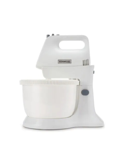 Kenwood Stand Mixer Hand Mixer (Electric Whisk) 450W with 3.4L Rotary Bowl 5 Speeds + Turbo Button Twin Stainless Steel Kneader and Beater for Mixing Whipping Whisking Kneading HMP32.A0WH