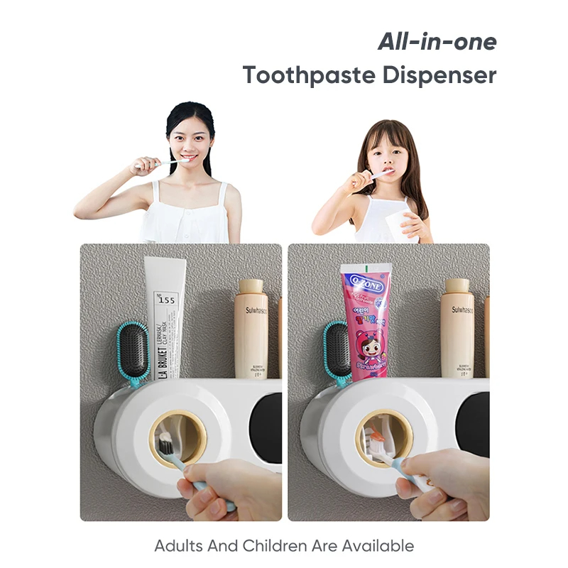 Generic Toothbrush Holder Set Toothbrush Storage Rack Automatic Toothpaste Squeezer Dispenser All-in-One Bathroom Accessories - Image 3