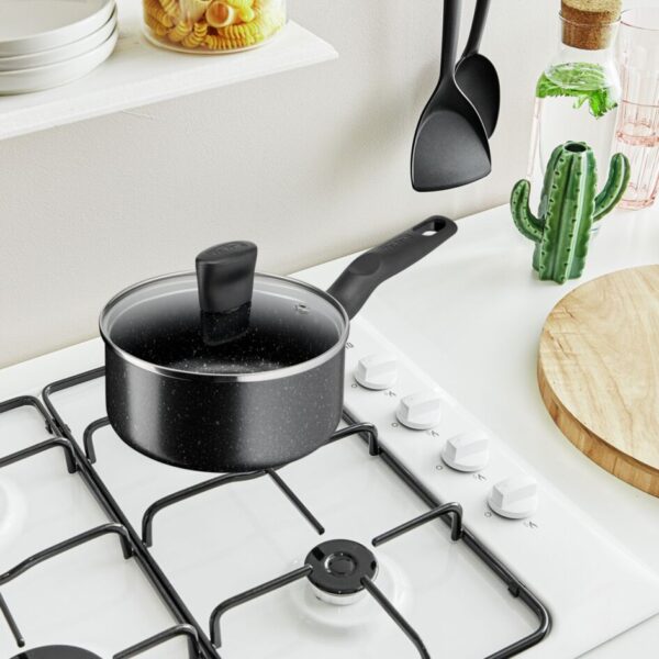Tefal Dark Stone Cookware Set 11PCS Non Stick Thermo Signal 100% Safe Stewpots 22/24 CM + Lids Saucepan 18 CM Frypan 28 CM Wokpan 28 CM Spoon Ladle B491SB85 - Image 7