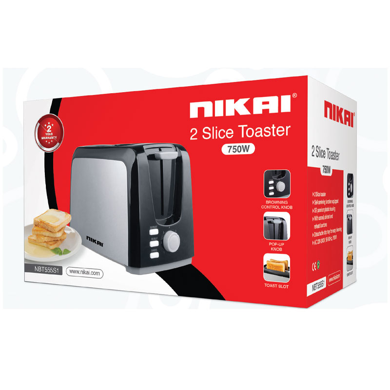 Nikai Toaster 2 Slice 750W with Self Centering Feature NBT555S1 - Image 4