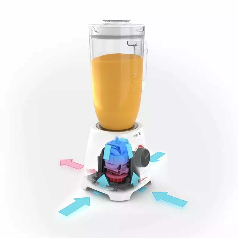 Moulinex Blender 600W BlendForce XXL Jar 2.8 L Blender Smoothie Maker Mixer 2 Attachments 2.8L XXL Plastic Jar 6 Powelix Blades Ice Crush 2 Speeds LM458127 - Image 4