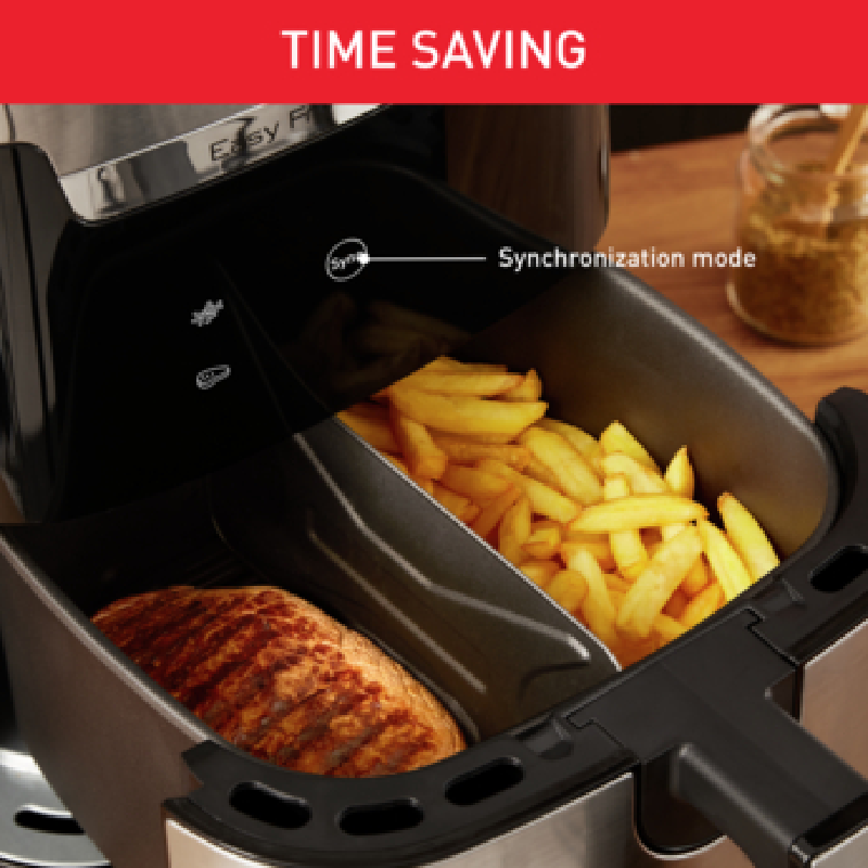 Tefal 2in1 Air Fryer Easy Fry & Grill XXL 6.5L 1830W with Grill Plate Digital Display & Timer EY801D27 - Image 7