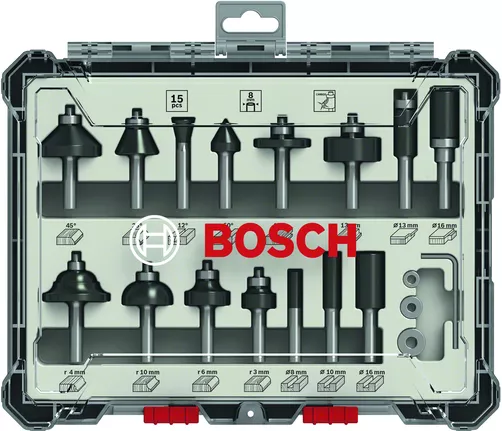 Bosch Mixed Router Bits Set 8mm 15 Pcs 2607017472 - Image 2