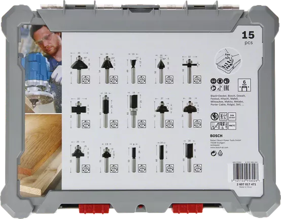 Bosch Mixed Router Bits Set 8mm 15 Pcs 2607017472 - Image 8