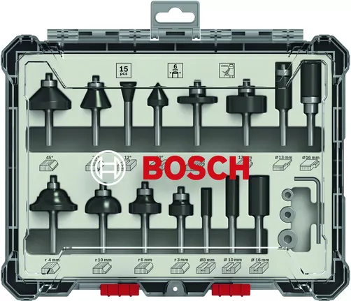 Bosch Mixed Router Bits Set 6mm 15 Pcs 2607017471 - Image 2