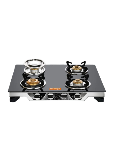 Orange Gas Stove Flora 401 with 4 Burner, Toughened Glass Top OLPG251