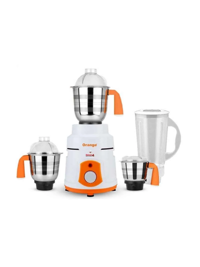 Orange Mixer Grinder 1100W with 3pcs Stainless Steel Jars, 1 Polycarbonate Juice Jar HOTEL MACHINE