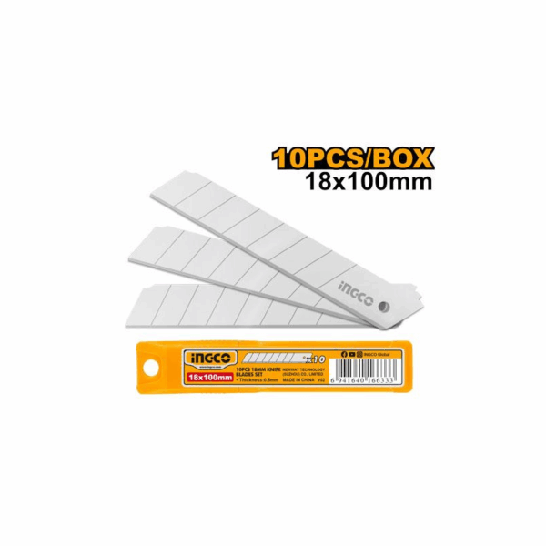 Ingco 10pcs Snap Off Knife Blades Set 18x100mm HKNSB112 - Image 2