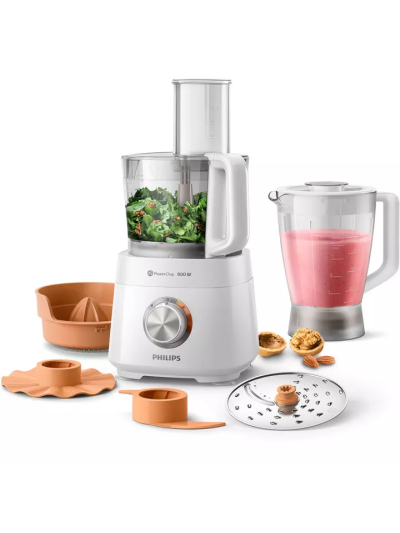 Philips Viva Compact Food Processor 800W 2in1 Disc, Citrus Press, 29 Functions with PowerChop Technology HR7510