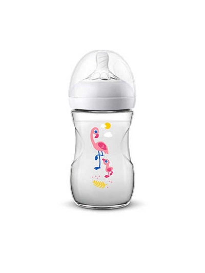 Philips Avent Bottle Natural Flamingo 260ml/9oz 2 Holes 1m+ 070/21