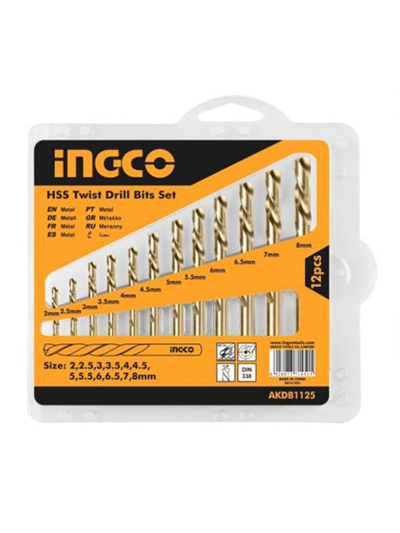 Ingco HSS Twist Drill Bits Set Pack of 12 AKDB1125