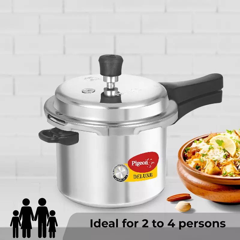 Pigeon Pressure Cooker 3L Deluxe Aluminium Outer Lid Gas Stove Compatible Ergonomically Designed Handle PP3 - Image 2
