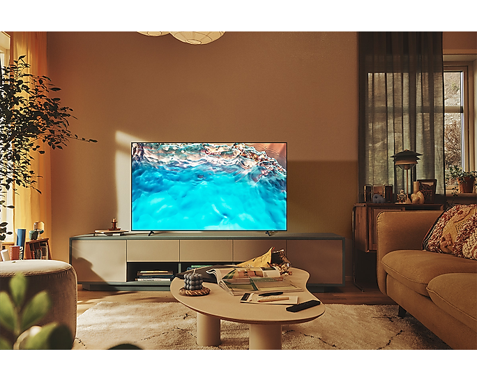 Samsung 85" LED 4K Crystal UHD Smart TV with Air Slim Design, Smart Hub, HDR, Motion Xcelerator, OTS Lite, Solarcell Remote 85BU8000