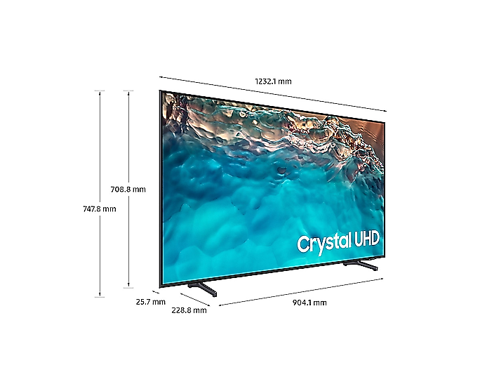 Samsung 55" LED 4K Crystal UHD Smart TV, Air Slim Design, Smart Hub, HDR, Motion Xcelerator, OTS Sound, Solarcell Remote 55BU8000